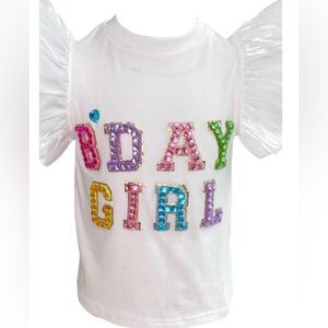 Lola + The Boys BIRTHDAY GIRL GEM RUFFLE SHIRT- 3rd birthday